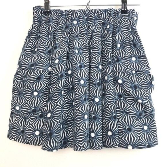 Free People So Much Sun Pleated Skater A Line Mini Graphic Print Pocket Skirt XS - Picture 4 of 8